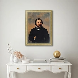 «Portrait of Mikhail Ivanovich Glinka, 1850s» в интерьере в классическом стиле над столом
