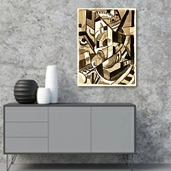 «Abstract III» в интерьере в стиле минимализм над тумбой