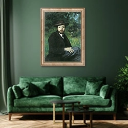 «Self Portrait, 1871» в интерьере зеленой гостиной над диваном