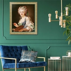 «Portrait of Anne Vallayer-Coster, 1783» в интерьере в классическом стиле с зеленой стеной