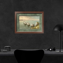«The Needles--Isle of Wight» в интерьере кабинета в черных цветах над столом