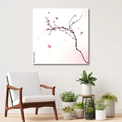 «Весна. Розовая дымка» в интерьере современной комнаты над креслом