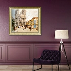 «La Cathedrale de Reims Gouache» в интерьере в классическом стиле в фиолетовых тонах