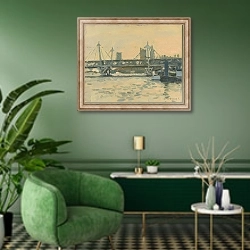 «Мост Хангерфорд» в интерьере гостиной в зеленых тонах