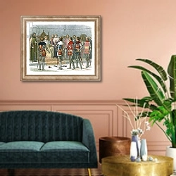 «Arundel, Gloucester, Nottingham, Derby, and Warwick before king Richard II» в интерьере классической гостиной над диваном
