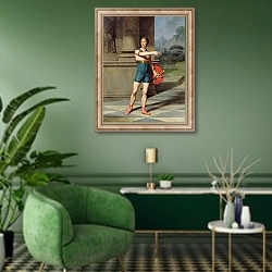 «Portrait of Nicolas Baptiste in the role of Horace» в интерьере гостиной в зеленых тонах
