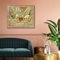 «Chicken Feed» в интерьере классической гостиной над диваном