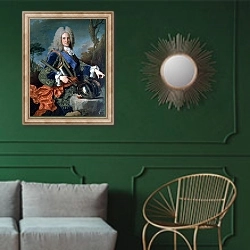 «Portrait of Philip V» в интерьере классической гостиной с зеленой стеной над диваном