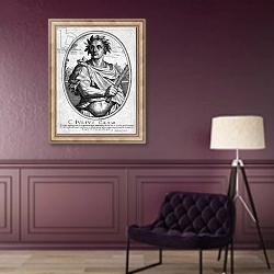«Julius Ceasar, engraved by Baltazar Moncornet» в интерьере в классическом стиле в фиолетовых тонах