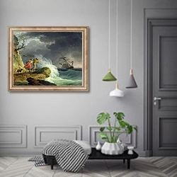 «Coastal Scene in a Storm, 1782» в интерьере коридора в классическом стиле