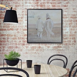 «Rabari and white horse» в интерьере кухни в стиле лофт с кирпичной стеной