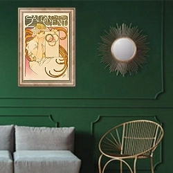 «Salon des Cent – June» в интерьере классической гостиной с зеленой стеной над диваном