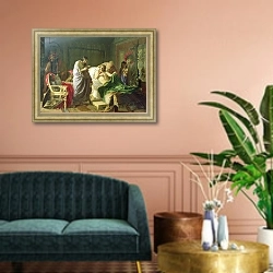 «Confidence of Alexander the Great into his physician Philippos, 1870» в интерьере классической гостиной над диваном