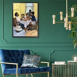 «Well Seasoned Banter, 1998» в интерьере в классическом стиле с зеленой стеной
