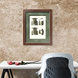«Starinnoe bulatnoe zertsalo» в интерьере кабинета с песочной стеной над столом