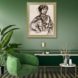«Wraparound cover for the portfolio L'Estampe originale» в интерьере гостиной в зеленых тонах