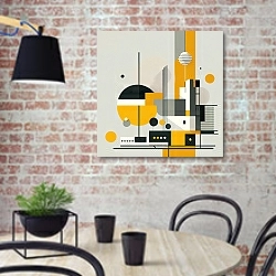 «Composition №10» в интерьере кухни в стиле лофт с кирпичной стеной