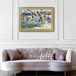 «Bathers» в интерьере гостиной в классическом стиле над диваном