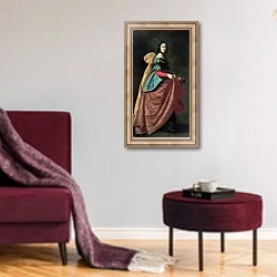 «St. Elizabeth of Portugal 1640» в интерьере гостиной в бордовых тонах