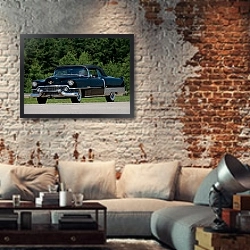 «Cadillac Eldorado Convertible '1954» в интерьере гостиной в стиле лофт с кирпичной стеной