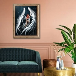 «Девушка ангел» в интерьере классической гостиной над диваном