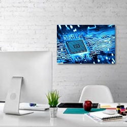 «Интегрированный микрочип» в интерьере светлого офиса с кирпичными стенами