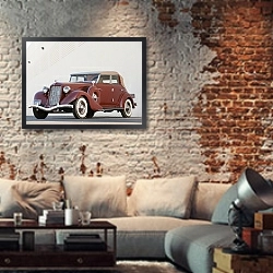 «Auburn 851 Salon Phaeton Sedan '1935» в интерьере гостиной в стиле лофт с кирпичной стеной