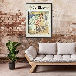 «At the seaside. Illustration for Le Rire» в интерьере гостиной в стиле лофт над диваном