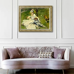 «Мадам Моне и ее сын» в интерьере гостиной в классическом стиле над диваном