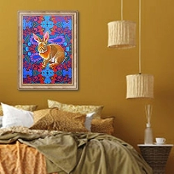 «Rabbit, 2014,» в интерьере спальни  в этническом стиле в желтых тонах