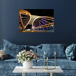 «Голландия. Гаага 6» в интерьере современной гостиной в синем цвете