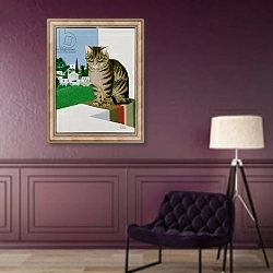 «Tabby cat in the window» в интерьере в классическом стиле в фиолетовых тонах