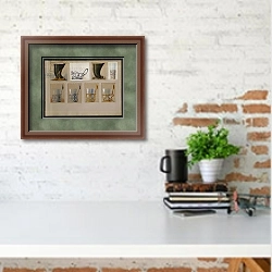 «Selection of designs, House of Carl Faberge» в интерьере кабинета с кирпичной стеной