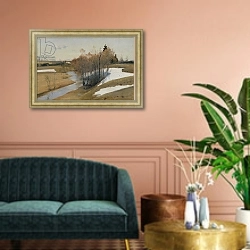 «River Kordonka» в интерьере классической гостиной над диваном