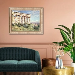 «Temple of Segesta» в интерьере классической гостиной над диваном
