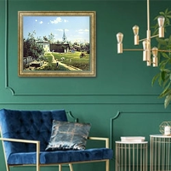 «Московский дворик 2» в интерьере в классическом стиле с зеленой стеной