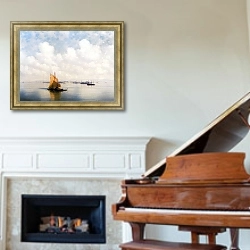 «Морской пейзаж 2» в интерьере классической гостиной над камином