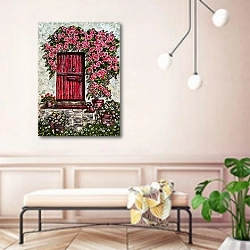 «Дом с красной дверью» в интерьере современной прихожей в розовых тонах