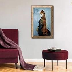 «Portrait of Mademoiselle Alice Guerin» в интерьере гостиной в бордовых тонах