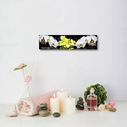 «Панорама с орхидеями на черном  фоне» в интерьере салона красоты