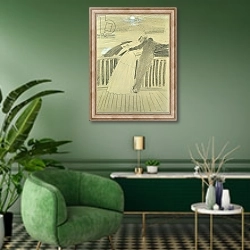 «Jeanne Hugo and Jean Charcot at Hauteville House, Guernsey» в интерьере гостиной в зеленых тонах
