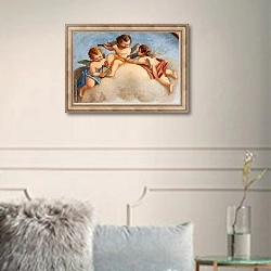 «Ангелочки на облаке, фреска в церкви Санта-Мария-Маджоре, Италия» в интерьере в классическом стиле в светлых тонах
