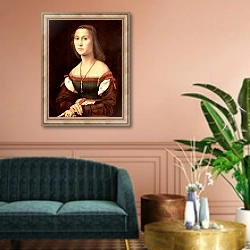 «Портрет дамы (Немая)» в интерьере классической гостиной над диваном