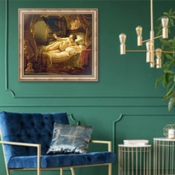 «Даная 2» в интерьере в классическом стиле с зеленой стеной