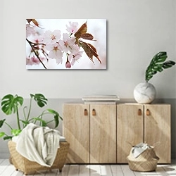 «Японская цветущая вишня» в интерьере современной комнаты над комодом