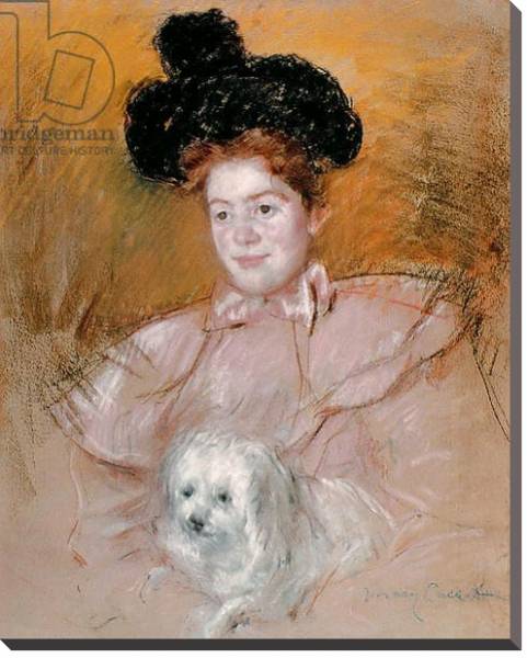 Постер Woman holding a dog с типом исполнения На холсте без рамы