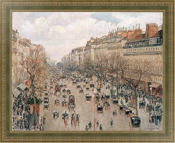 Постер Бульвар Монмартр в Париже с типом исполнения На холсте в раме в багетной раме 484.M48.640