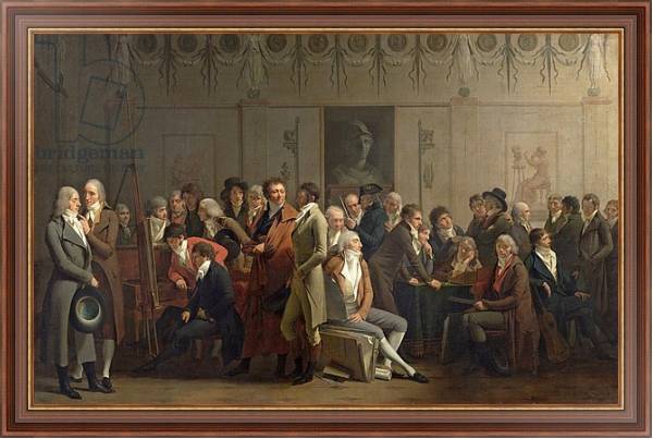 Постер Reunion of Artists in the Studio of Isabey, 1798 с типом исполнения На холсте в раме в багетной раме 35-M719P-83
