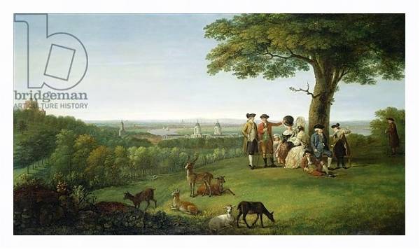 Постер One Tree Hill, Greenwich, with London in the Distance, 1779 с типом исполнения На холсте в раме в багетной раме 221-03