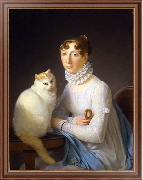 Постер Дама с кошкой с типом исполнения На холсте в раме в багетной раме 35-M719P-83